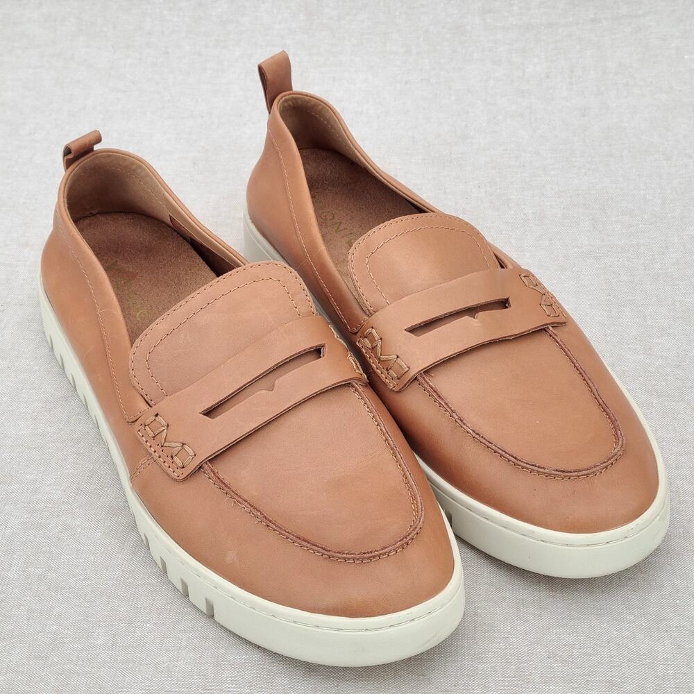 Vionic Uptown Loafer Women's 11 Wide DX:08-2024 Camel Leather Heeluxe Slip-On